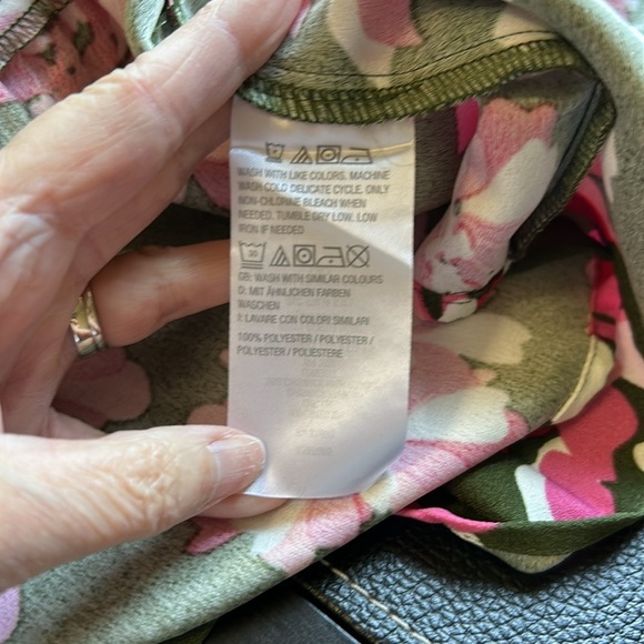 JASON WU Floral Woven Peplum Sleeveless Tank Blouse Vneck Green Pink Sz XXS NEW - Picture 8 of 10